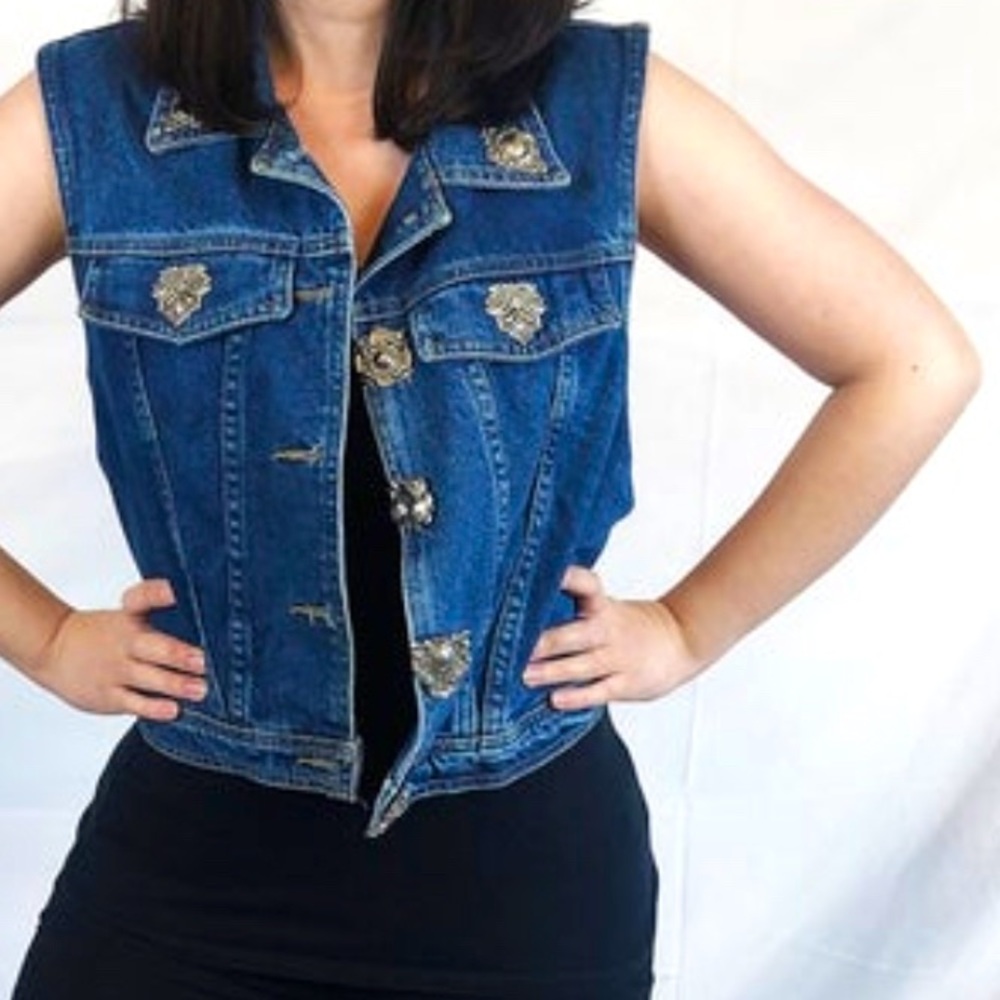 Jeans Jacket Diamond Duds Vintage Grapevine Custom Silver Hardware Denim Jacket